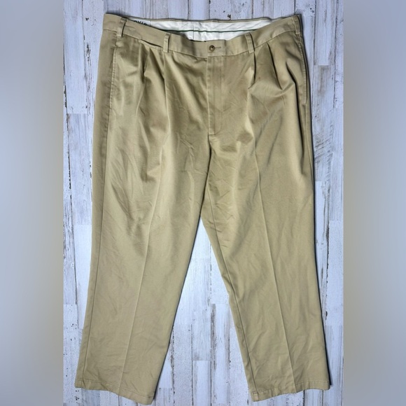 Orvis Pants Mens 42x30 Pleated Golf Straight Leg Casual Tan - Picture 2 of 11